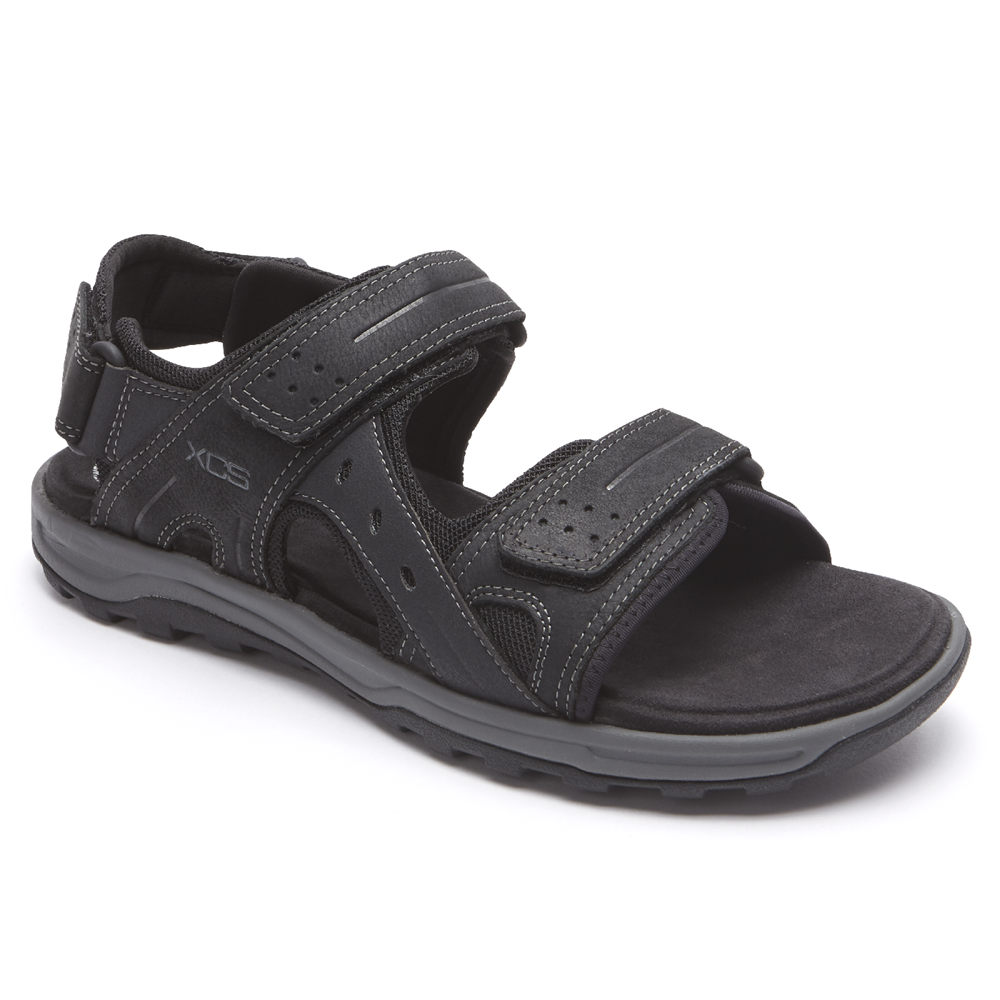 Rockport Sandals For Mens Black - Trail Technique Adjustable Velcro - BC0679134